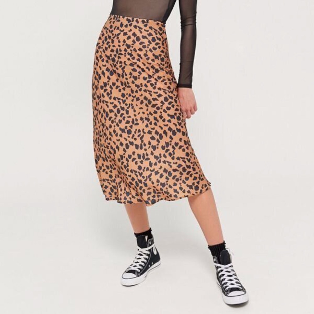 URBAN OUTFITTERS LEOPARD MIDI SKIRT